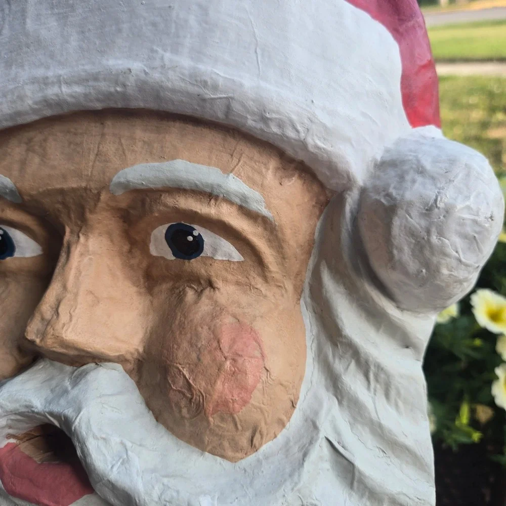 Vintage Santa Claus Head Paper Mache Christmas  Decor hand-made
